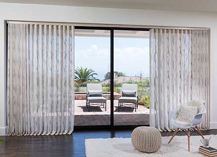 Sheer Drapery in large living room on a sliding glass door