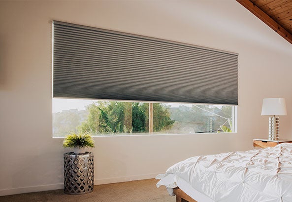 Dark Cellular Shades in Bedroom